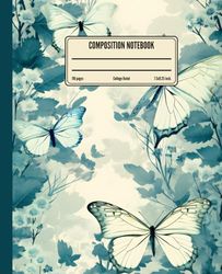 Composition Notebook College Ruled: Aesthetic Vintage Butterflies Illustration | Botanical Beauty Journal for Science & Nature Lovers | Wide Lined