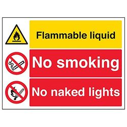 Vsafety 69041bf-r "liquide Inflammable/Interdiction de fumer/Naked Lights" Sign, 400 mm x 300 mm (lot de 3)