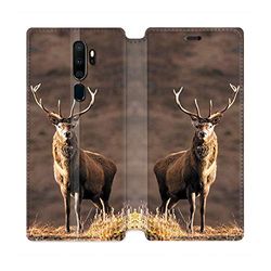 Beschermhoes van leer voor Oppo A9 (2020) jacht, hert, wit