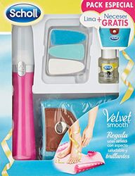 Scholl Velvet Smooth Electric Nail File Lima Pink and Toiletry Bag Pink File and Toiletry Bag