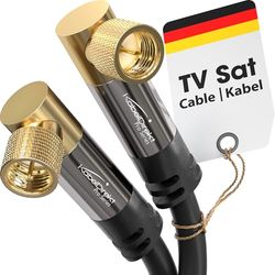 KabelDirekt Cabo de TV SAT de 5 m (75 Ohm, HDTV, ângulo de 90°, conector F para conector F cabo coaxial suporta HDTV, DVB-T2, DVB-C, DVB-S, TV e rádio), PRO Series