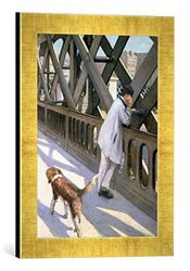' – Fotografía enmarcada de Gustave cailleb Otte "Detail of Le Pont De L 'europe: Detail of a resting Man And A Dog, 1876, de impresión en alta calidad handgefertigten imágenes de marco, 30 x 40 cm, Oro raya
