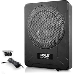 Pyle Subwoofer Amplificato da 20 Centimetri per Casse Auto, 600 Watt, Compatto e Attivo, Sottosella con Amplificatore Integrato, Nero