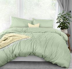 Utopia sängkläder påslakan queen size set – 1 med 2 örngott, 3 delar täcke med dragkedja, ultramjuk borstad mikrofiber, 228 x cm (drottning, sage)