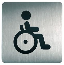 Durable 495323 Plaque d'Information Pictogramme Carré 150 x 150 mm en Acier Brossé Inoxydable Wc Toilettes Handicapes Personne à Monilite Reduite