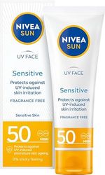 NIVEA SUN Sensitive Crema facial solar para pieles sensibles SPF50, 50 ml