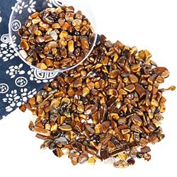 Chips de Cristal de Ojo de Tigre Piedra triturada Natural de 500g, Cristales curativos a Granel, Piedras Preciosas de Cristal triturado para Manualidades, Hermoso Paquete para Regalo