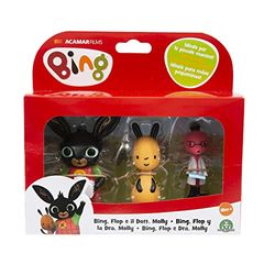 Giochi Preziosi Bing Lot de 3 Mini Personnages, Bing, Flop et Docteur Molly, aux Couleurs Vives et aux Bonnes Dimensions pour Les Petites Mains, pour Fille à partir de 18 Mois, BNG41000, Multi