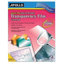Apollo Transparency Film for Inkjet Printers, for Hewlett-Packard, 50 Sheets/Pack (VCG7031S)