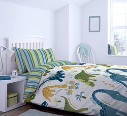 Catherine Lansfield Dino 135 x 200 cm duvet cover and 1 80 x 80 cm pillow case multi