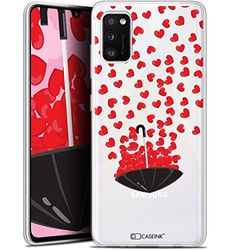 Caseink Beschermhoes voor Samsung Galaxy A41 (6.1) [Gel, motief HD, bedrukt in Frankrijk, collectie Love Valentine's Day, design paraplu met liefde - zacht - ultradun]