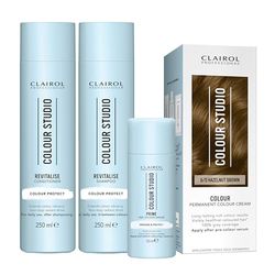 Clairol Colour Studio Permanent Colour Cream Hair Dye Long-lasting Rich Tones 100% Grey Coverage Hair Colouring Kit 3-step Hair Colour Routine 6/0 Hazelnut Brown