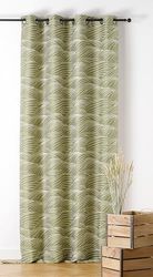 LINDER - Vävd och färgad gardin i Frankrike - naturstil - gevärsfärgad öljetter - olivgrön färg - Mått 140 x 240 cm - 63% polyester 37% bomull - Chablis-kollektion