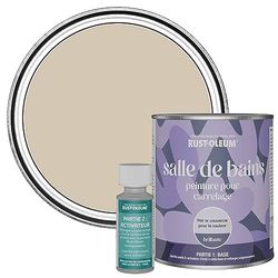 Rust-Oleum Peinture Beige Résistante à l'eau pour Carrelage de Salle de Bain, Finition Brillante - Caramel 750ml