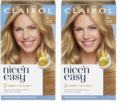 Clairol Nice'n Easy Crème, Natural Looking Oil Infused Permanent Hair Dye, 8 Medium Blonde (Pack of 2)