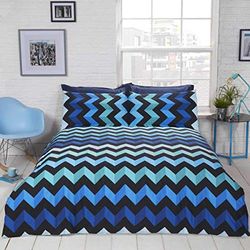 Rapport beddengoedset met 3 D-effecten, tweepersoonsbed, blauw