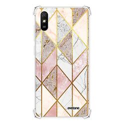 Evetane Xiaomi Redmi 9A Custodia in silicone antiurto Angoli resistenti Protezione completa Resistente Marmo Trasparente Rosa Diamante Pattern