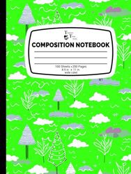 Scenic Evergreen Tree Neon Green Composition Notebook