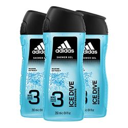 Adidas, Ice Dive 3-in-1 douchegel voor lichaam, haar en gezicht, 3 x 250 ml