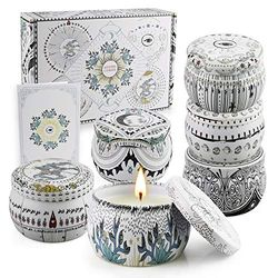 Tarot geurkaarsen Gift Set van 6 stuks, aromatherapie kaarsen 6 blikjes, 180 blijvende uren, soja wax kaars cadeau voor vrouwen, stressverlichting, verjaardag, bad, reizen, Moederdag, Valentijnsdag, Kerstmis
