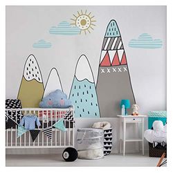 Sticker Muraux Autocollant Enfants Decoration Géant Montagnes Scandinaves pour Chambre Bébé Ivka 100 x 150 cm