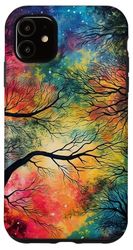 Carcasa para iPhone 11 Alaska Norte En Bosque Plantas Vintage Colorido