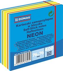 Karteczki samoprzylepne w bloczku 76x76mm 400 kartek neon Mix kolorów