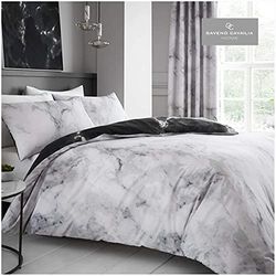 GC GAVENO CAVAILIA Conjunto de capa de edredão estampado tamanho King, conjunto de cama de mármore, capas de cama Reverfagor de polialgodão, cor preto e cinzento