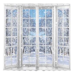 Allenjoy 72x72 Inverno Finestra Francese Tenda Doccia Bella Natura Paesaggio Innevato Tenda Bagno Durevole Tessuto Impermeabile Vasca Da Bagno Set Home Decor