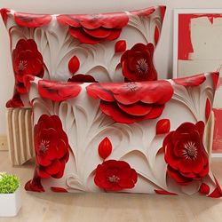 PETTI Artigiani Italiani - Par de Fundas de Almohada 60x40 cm, Pareja de Funda de Cojín Motivo Floral, 100% Microfibra Hipoalergénica, Paquete de 2, Made in Italy