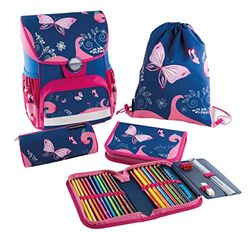 Eberhard Faber 577650 - Set di cartelle farfalla, EFAlino, 4 pezzi, con zaino per la scuola, astuccio, rotolo di matite e borsa da ginnastica