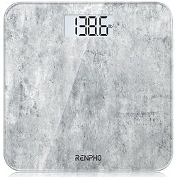 RENPHO Pèse-personne numérique pour poids corporel, balance de bain électronique avec capteurs de haute précision, machine de pesage précise pour personnes, affichage LED, étape sur (ST/LB/KG), béton,