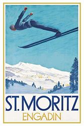 Schatzmix St Moritz Ski Metallschild Wanddeko 20x30 cm tin Sign Blechschild, Blech, Mehrfarbig