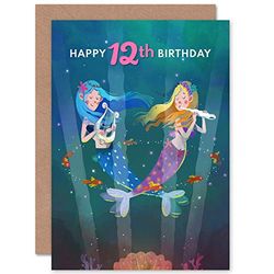 Wee Blue Coo Mermaid Music Birthday 12th Greetings Card