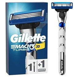 Gillette Mach3 Turbo Scheersysteem Met 3 Mesjes Voor Mannen, 1 Handvat, 1 Navulmesje, Met 3D-beweging