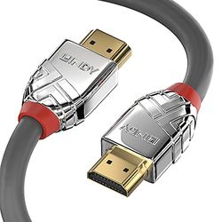 LINDY - Cabo HDMI 2.0 cromado linha de 10 metros com ethernet 4k@60Hz 10,2G 3D 1080p HDCP 1,4 2,2 certificado HDR, ARC, CEC, ATC | compatível com TV, monitor, Xbox, Blu-ray, PC