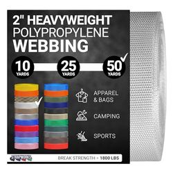 Strapworks Sangle en polypropylène Lourd – Sangle en polyéthylène Robuste pour réparation d'équipement de Bricolage en extérieur, 5,1 cm x 45,2 m – Blanc