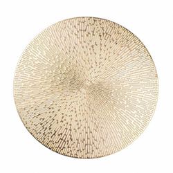 Snowkingdom Round Placemats Gold Metallic Set of 6 Vinyl Hollow Placemats 15'', Washable Easy Clean Wipeable Non-Slip Stain Heat Resistant Dinning Table Place Mats for Wedding Party Decoration by