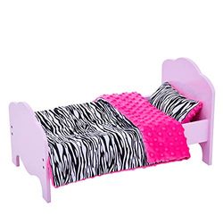 Letto Singolo Little Princess Bambole 45 cm Rosa Trapunta Zebra TD-11929-1E