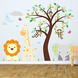 Muurstickers kinderen kinderkamer decoratie babykamer kinderkamer muursticker muursticker kinderkamer vrolijke jungle dieren kinderkamer H60 x L80 cm