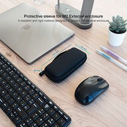 Estuche protector negro para caja externa M2, duradero y ligero, ideal para transportar y proteger dispositivos de almacenamiento.