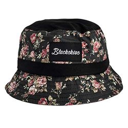 Blackskies Bucket Hat unisex solhatt fiskarhatt svart vit med blommönster, Svart skönhet, En Storlek