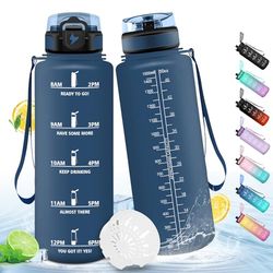 HoneyHolly Drinkfles, 1,5 liter, sportfles, lekvrij, motiverende sportfles, met filter, voor fitness, fietsen, school, kantoor