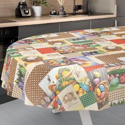 ANRO Tovaglia in tela cerata, lavabile, da giardino, per interni ed esterni, ovale, 200 x 140 cm, con bordo tagliato, Ostara