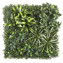 HOME DECO FACTORY, HD0461, Mur Végétal Artificiel Panache 50x50 cm - Plante Décorative Moderne, Effet Naturel, Facile à Installer, Entretien Minimal, Couleur Verte, Design Élégant