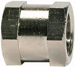 RIEGLER 111416-252.21/N muffa med yttersexkantskant, G 1/8, SW 14, mässing förnicklad, 1 st.