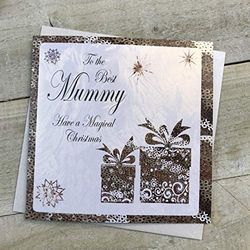 Witte Katoenen Kaarten C2-MIJN "Om de Beste Mama Hebben een Magische Kerstmis" Handgemaakte Kerstkaart