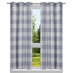 Blackout 365 Buffalo Check-Juego de Cortinas para Ventana, Azul, 37x96