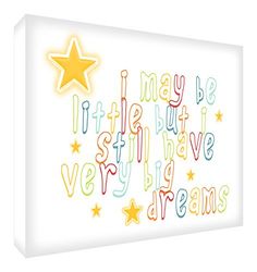 Siéntase Caja Buena Arte Grueso A2 Nursery Lienzo Puedo ser pequeño pero tengo muy sueños grandes (24 x 16 x 1,5 pulgadas, Beige)