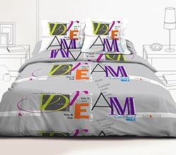 Home Linge Passion beddengoed, 3-delig, 220 x 240 cm, Dream Colors, katoen, grijs/wit/oranje-violet, 220 x 240 cm